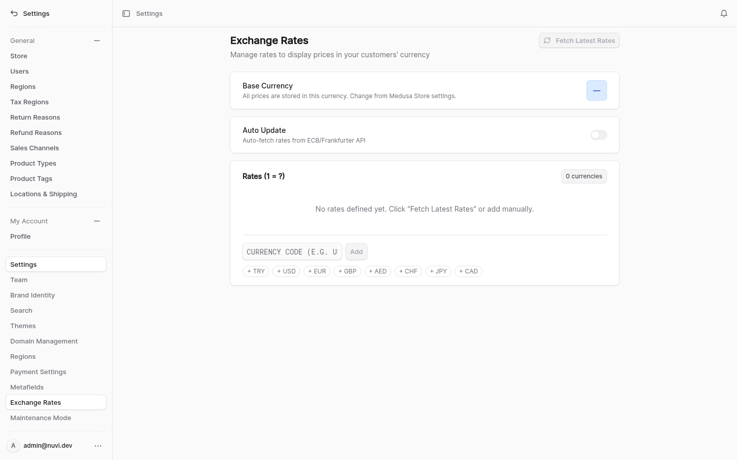Currency admin screenshot