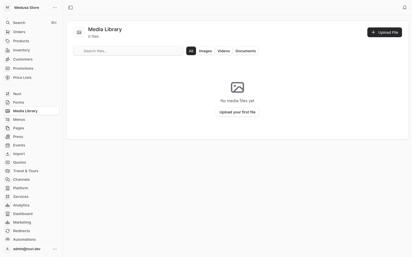 Media admin screenshot
