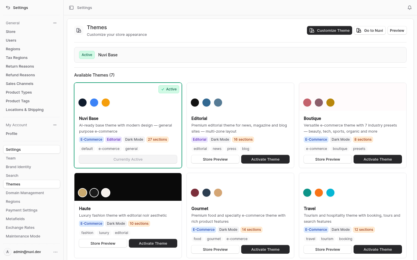 Theme admin screenshot